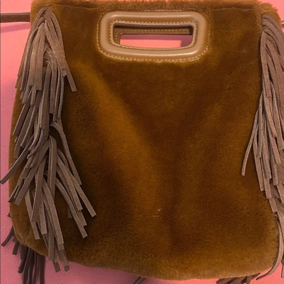Maje Brown Fringe Shoulder Bag